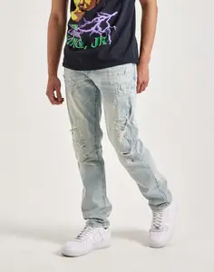 Smoke Rise Vintage Bleach Effect Distressed Slim Denim Jeans