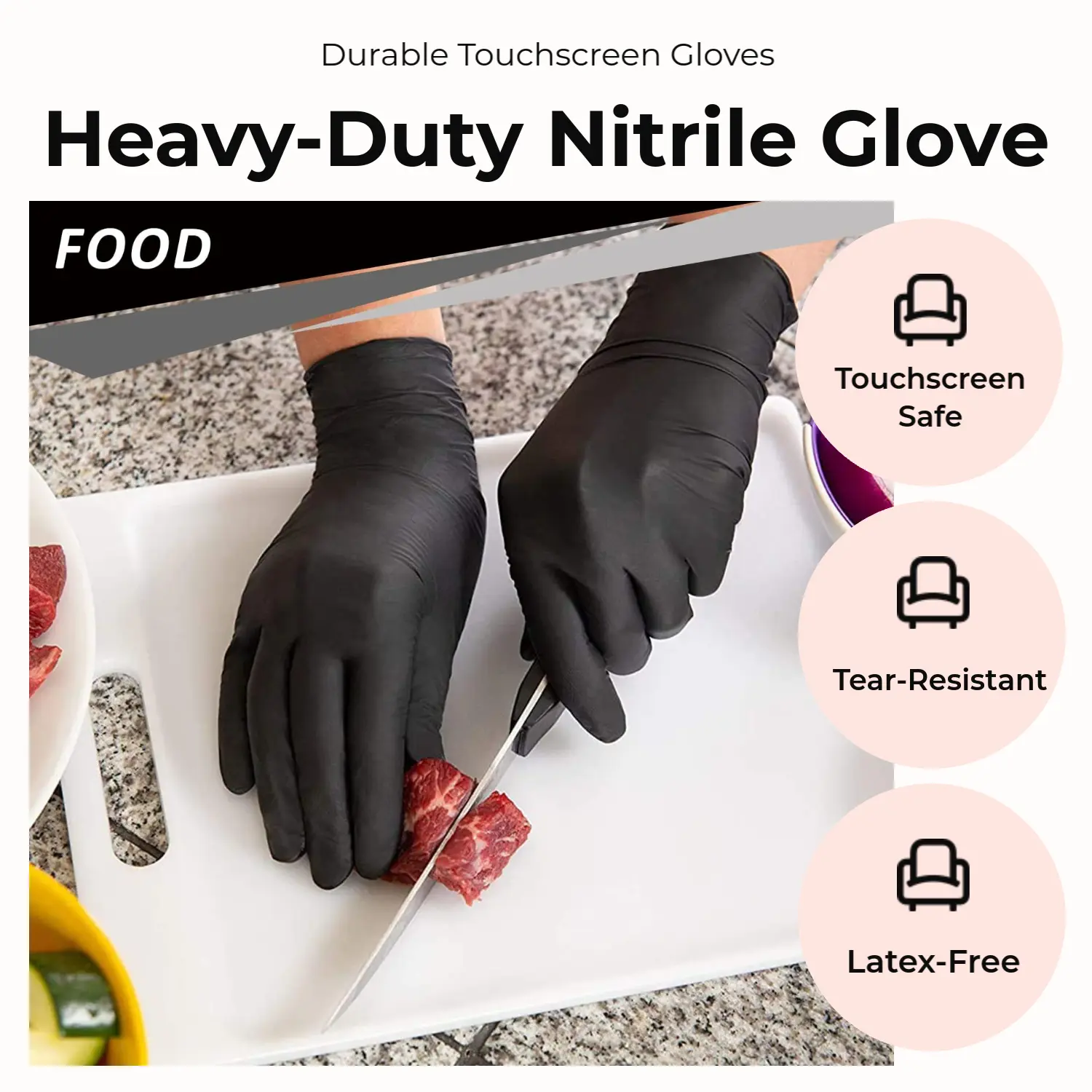 PROMEDIX P Heavy Duty 6mil Nitrile Gloves 100 Count Black