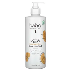 Babo Botanicals Sensitive Baby, Shampoo & Wash, Fragrance Free, 16 fl oz (473 ml)