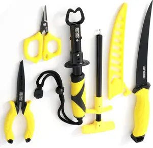 Beyond Fishing 5-Piece Fishing Tool Kit - Pliers, Fillet Knife, Hook Remover, Lip Gripper, and Braid Scissors - Saltwater Fishing Gear and Fishing Essentials for Men