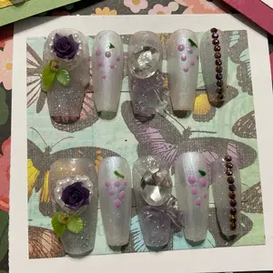 Handcrafted “Grapes” Press on Nails Set 8A Size Large