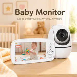 Wireless Baby Monitor with Camera and Audio - 5" HD 720P Display, No WiFi, 2-Way Talk, Remote Pan Tilt, 4X Zoom, Night Vision, VOX Mode, Temperature Alerts