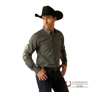 ARIAT TEAM OBI FITTED LONG SLEEVE BLACK/GREEN - 10054052