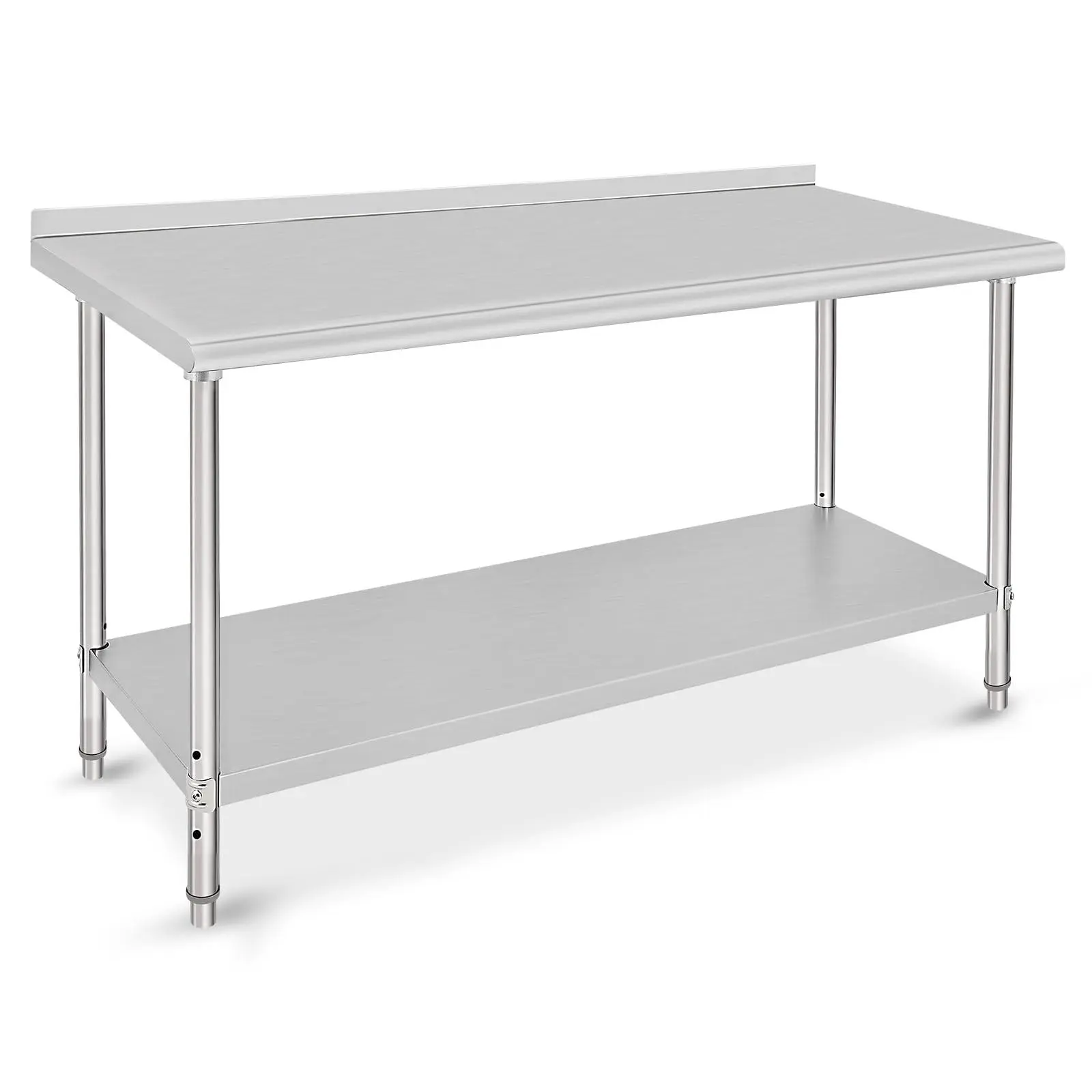 Stainless Steel Table for Food Preparation & Work 60 x 24 Inches, NSF Commercial Heavy-Duty Table with Backsplash & Adjustable Under-Shelf for Restaurant, Home and Hotel