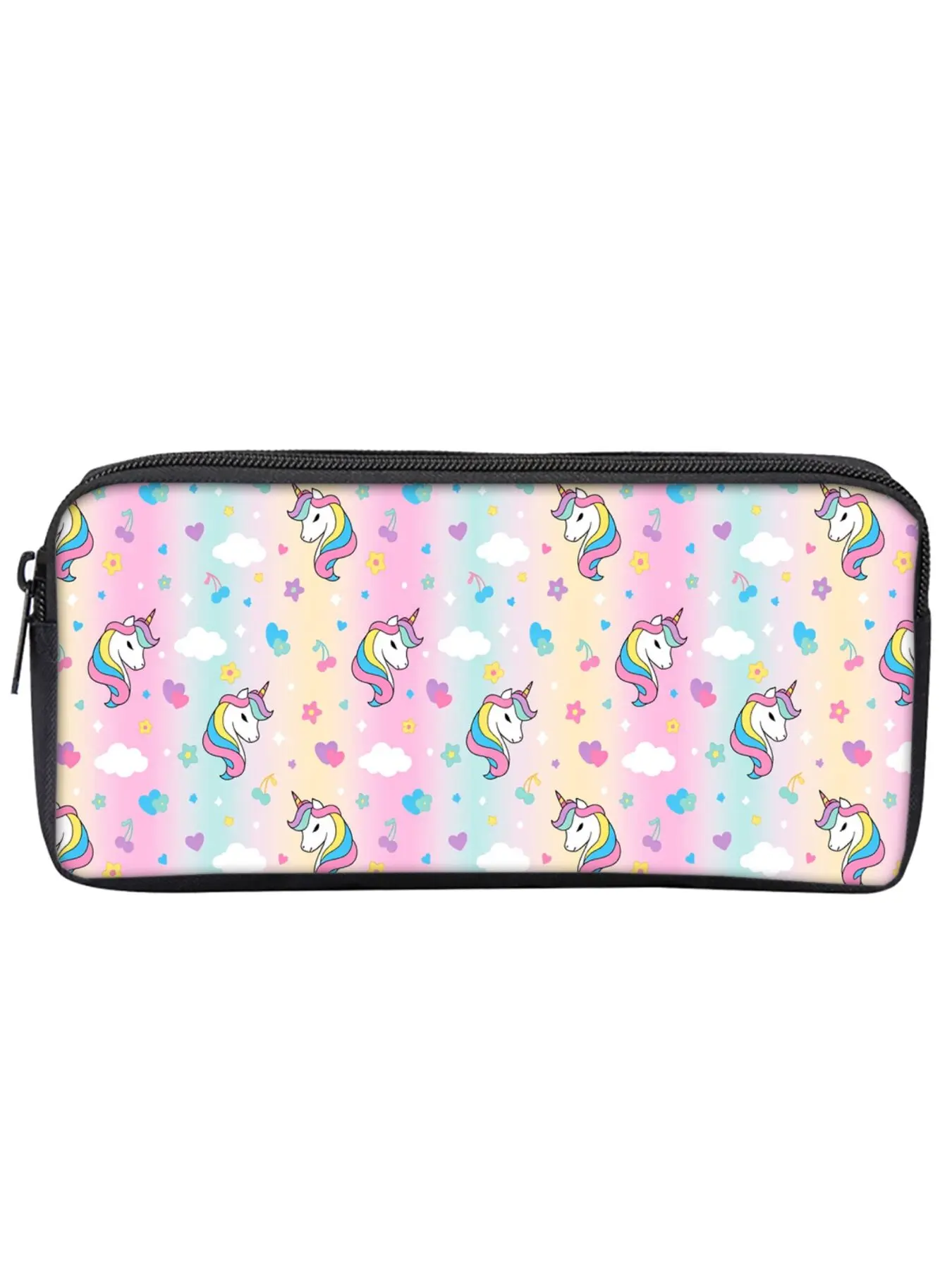 Single-layer pencil case with unicorn and pony print