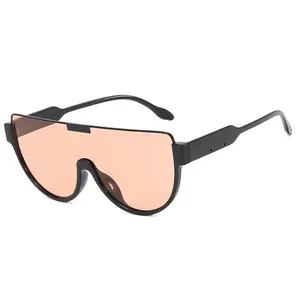 Luxury Oversized Flat Top Sunglasses for Men & Women Big Frame Goggle Glasses One Piece Lens Sun Glasses
