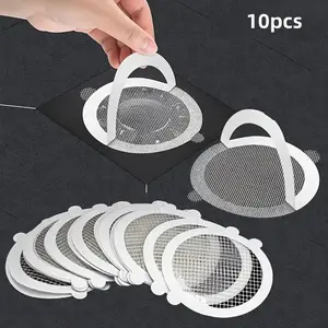 10-Pack Shower Drain Hair Catcher Filter Set, Mesh Hair Blocker Stickers for Halloween and Christmas Decoration, Essential Household Bathroom Accessories, Drain Protector