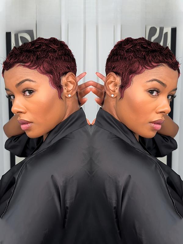 Pixie Cut Wig for Women Curly Wave Wig Halloween Wig Full Machine Made Wig 150% Density 6 Inch Pixie Wigs