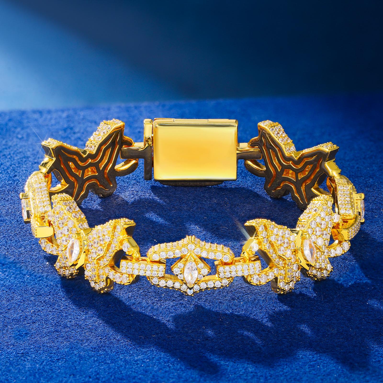 【#CMB20】 Butterfly Bracelet Copper Moissanite UCCIYO Lab-Created Moissanite Bracelets For Men or Women Hip Hop Rock Fine Jewelry