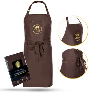 Kitchen Apron | Bib Apron for Cooking Baking or Crafting | Twill Cotton | Premium Quality | Natural Materials | Adjustable | by Cook'n'Chic