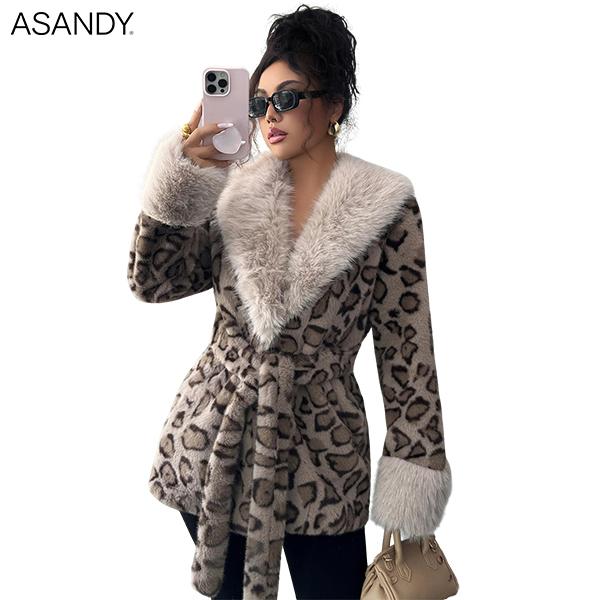 ASANDY Women’s Winter Lace-Up Leopard Print Faux Fur Coat Elegant Synthetic Leather Jacket Warm & Fashionable Outdoor Sports Coat Suitable for Cold Weather Suitable for Both Autumn and Winter ASANDY Women’s Winter Lace-Up Leopard Print Faux Fur Coat Elegant Synthetic Leather Jacket Warm & Fashionable Outdoor Sports Coat Suitable for Cold Weather Suitable for Both Autumn and Winter