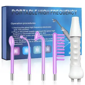 Portable High-Frequency Facial Machine with 4 Glass Tubes, Us Plug, Handheld Skin Care Device, Home Use, New Condition, Skin Care Tools, Facial Beauty Instrument