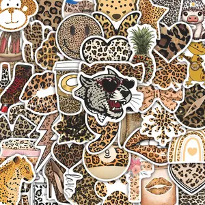 50Pcs Leopard Print Stickers Pack, Waterproof Trendy Animal Print & Fashion Vinyl Decals for Laptop, Water Bottle, Journal & Scrapbook, Fashion Lover Gift