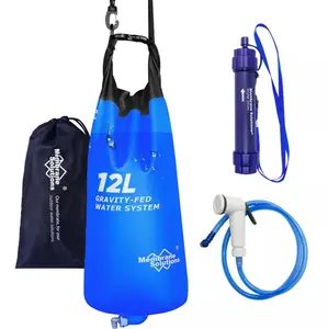 Membrane Solutions 12L Gravity Water Filter System Camping Shower Bag,Water Filter Survival Set Portable For Shower Hiking Cycling