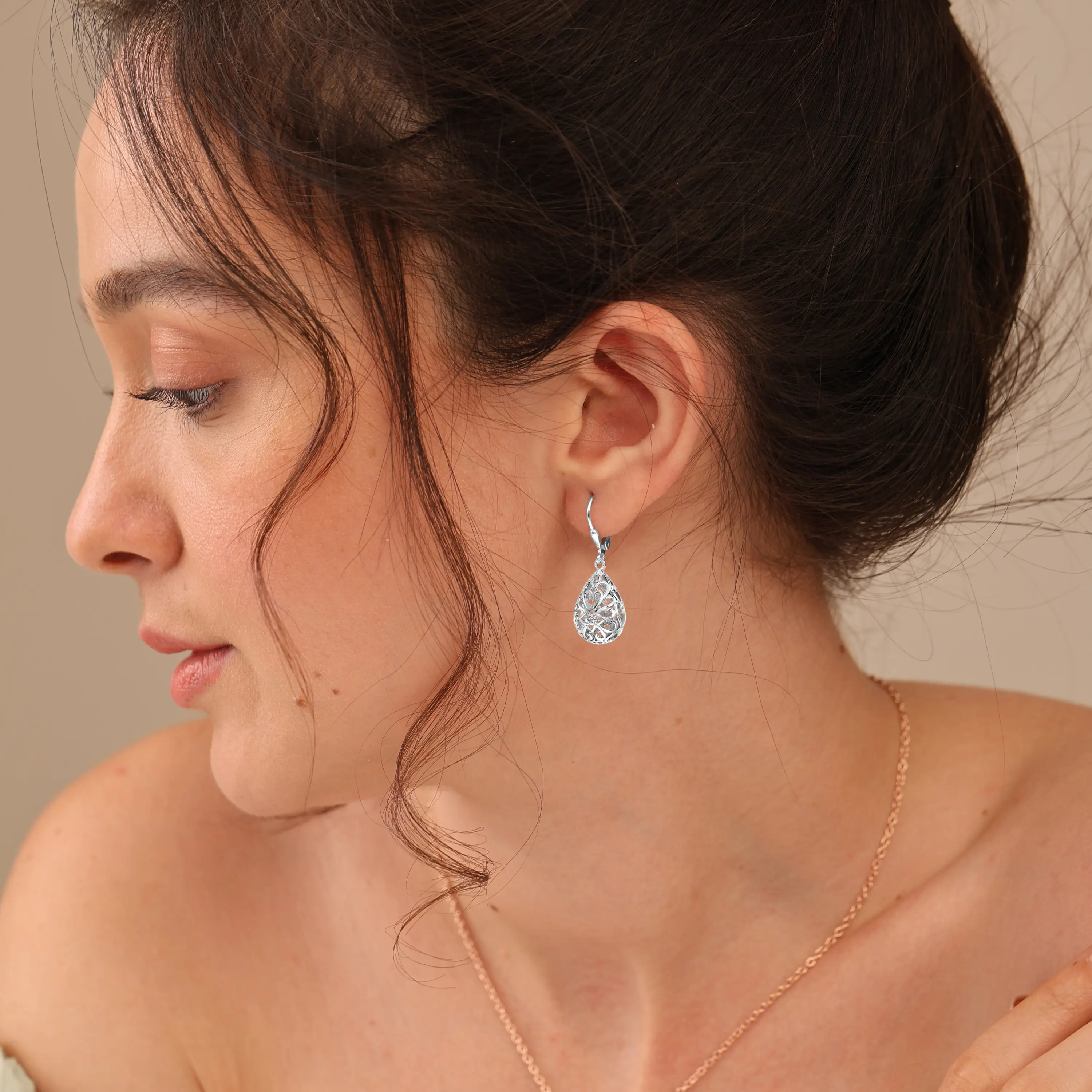 LeCalla 925 Sterling Silver Filigree Infinity Celtic Knot Leverback Earrings for Women | Tear Drop Dangler Silver Earrings | Women's Drop & Dangle Earrings 33mm