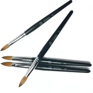 365 Nail System: Pure 100% Kolinsky Hair Acrylic Nail Brush - Oval Crimped Black Wood Handle