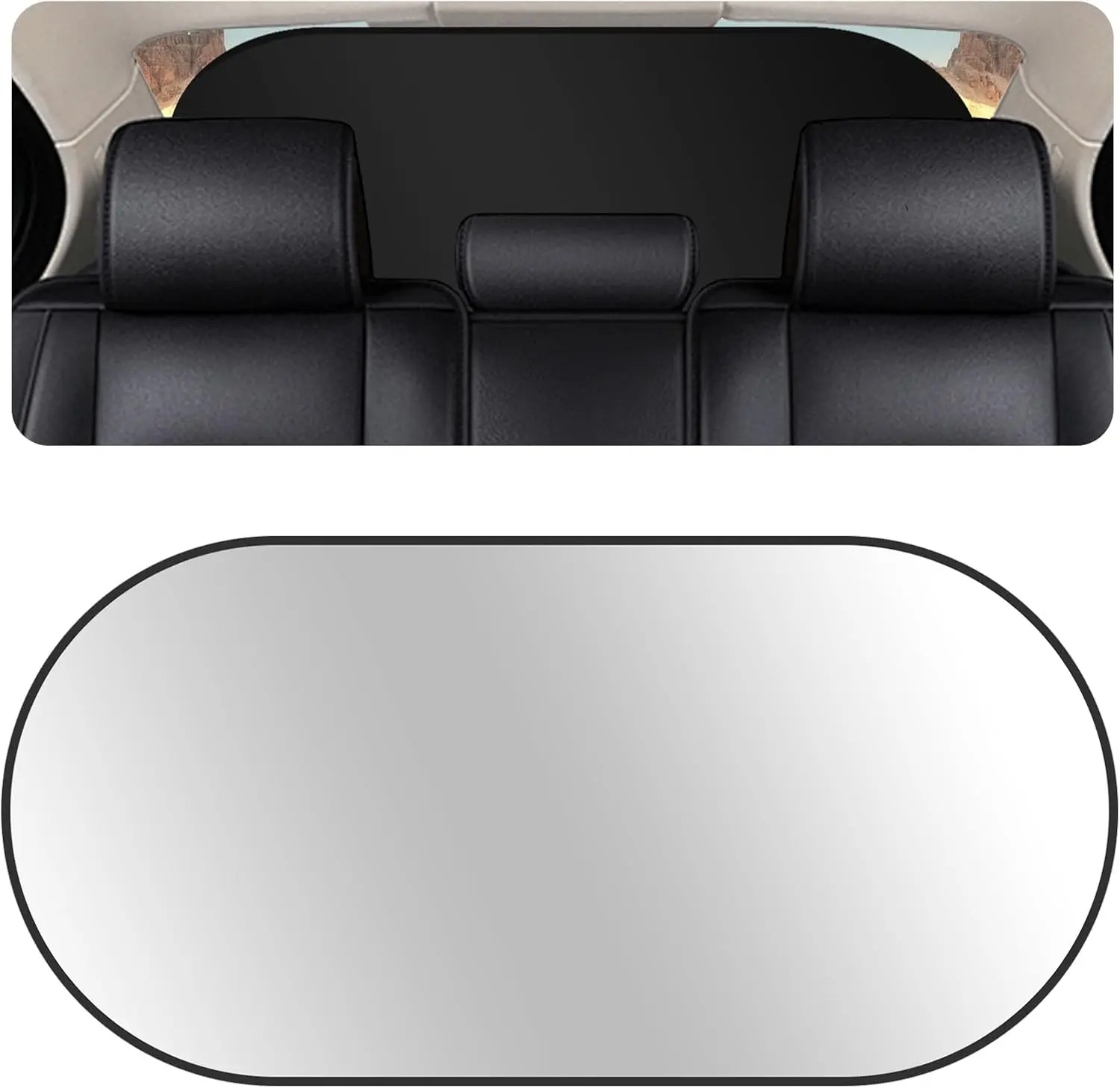 Back Window Sun Shades for Car,210T Titanium Silver Rear Window Sun Shade with Suction Cup Keeps Cars Interior Cool,39.37 * 19.76" Universal Sunshade for Car Windshield Rear