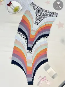 Twenty sets of sexy leopard - print & solid - color panties. Effortlessly shift from street - style to home relaxation. Ideal for Valentine's, anniversaries, workouts, fashion, solo moments. Comfortable, breathable, elastic fabric.。