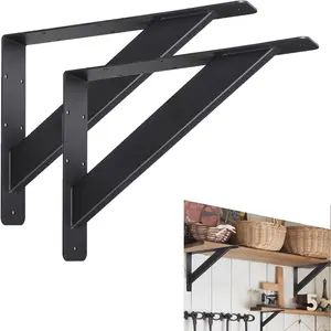 Countertop Support Brackets,12"x9"x2"Heavy Duty Shelf Bracket,Solid Shelving Brackets, Countertop Support for Tops Cabinetry Table Desk Black
