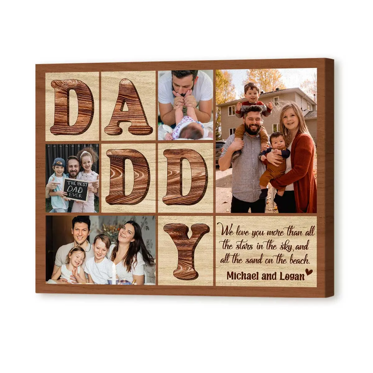 Personalized Photo Daddy Print, Custom Kids Name Artwork, Christmas Gifts For Daddy, Heartwarming Holiday Poster, Unique Personalized Daddy Gift