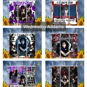 Wednesday Addams 20 Oz Tumbler with 1 Lid, 2 Straws and 1 Straw Cleaner.. Stainless Steel. Sublimation Tumbler Cup.