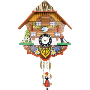 212 MAIN Alexander Taron 0193SQ Engstler Wood Material Battery-Operated Chime Clock - Mini Size, Switch-Equipped, Holiday Gift for Home Decor, Room Decor