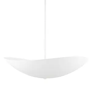 Large Fabius Pendant Light - Curved White Plaster Shade with Soft Diffuser