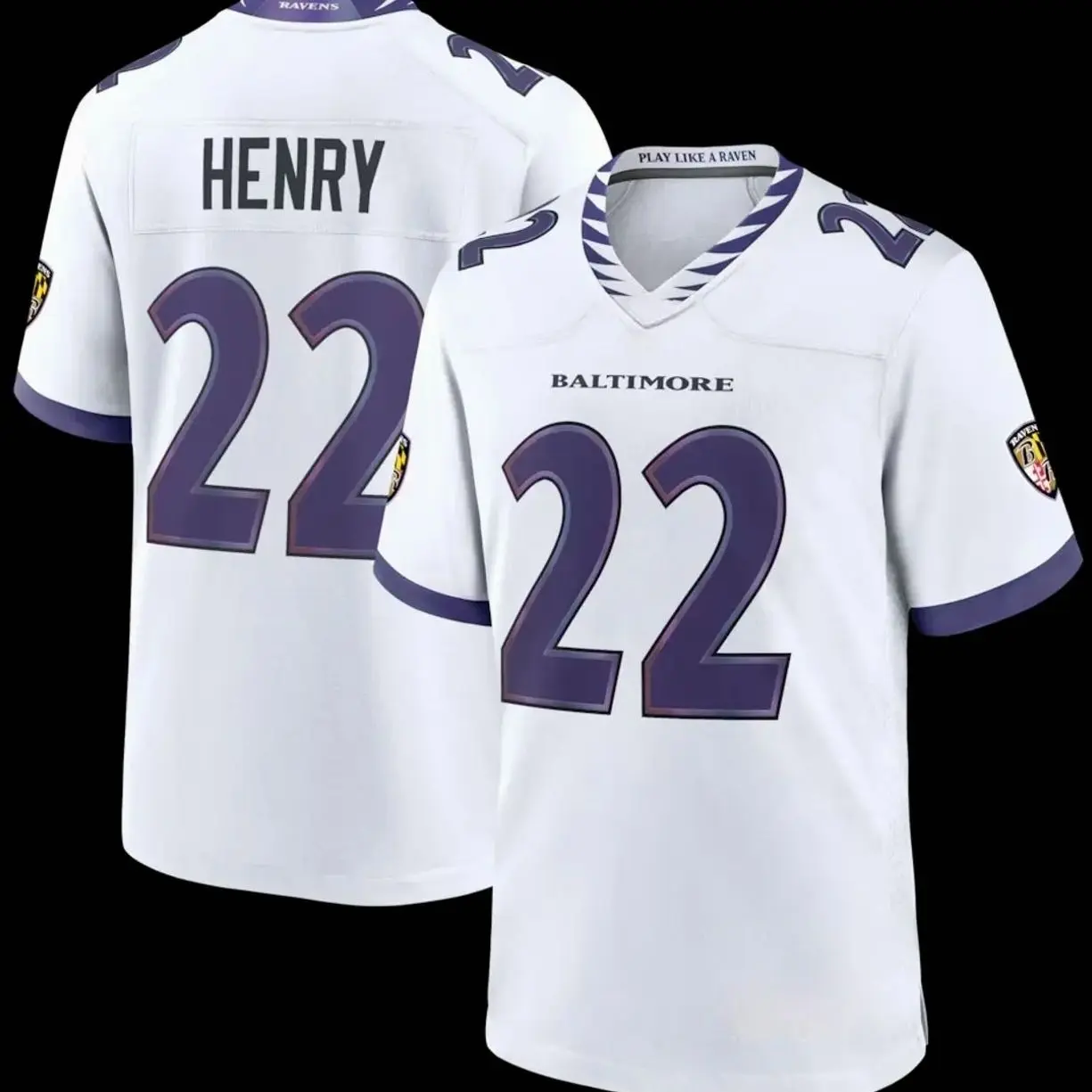 Unisex Football Ravens Henry 22 Game Player Jersey - Black GX4