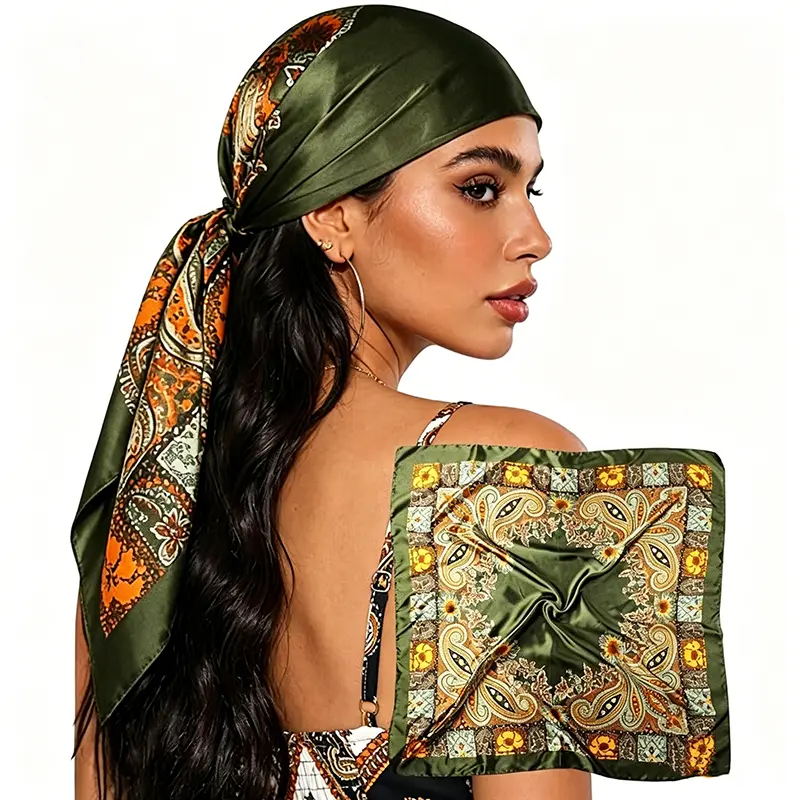 Head Scarf for Women Hair -  35" Square Satin Scarf, Silk Hair Scarf for Women Head Wrap for Sleeping，Head Hair Scarf for Women Like Satin Silk Scarf Hair Wrapping Night Bandana Large Square Scarves
