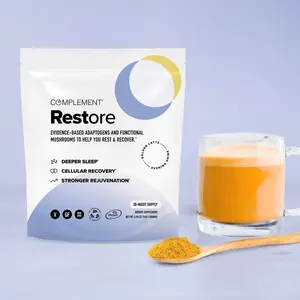 Adaptogenic Sleep Latte for Mood, Calm, Relaxation & Restful Nights – Magnesium, Ashwagandha & Valerian Blend | COMPLEMENT Restore – Vegan Turmeric Golden Milk Latte – 30 Servings