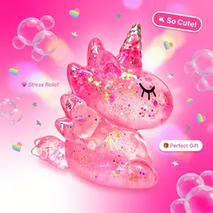 Cherry Blossom Unicorn Squishies Toys – Real Glitter Inside Slow Rising Stress Ball, Satisfying ASMR Butter Squishy Fidget Toys, Cute Glitter Squishy Fidgets Anxiety Relief Desk Toy, Kawaii Blind Box  Valentine Birthday Gift squshy popping sticky