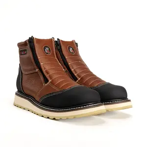 King welt 337 Doble Zipper Leather Work Boots Dual Density Sole EXTRA Toe Protection