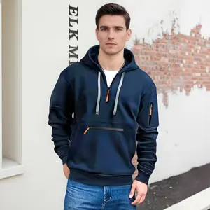 Men's Casual Zip-Up Hoodie AU6280239 with Kangaroo Pocket Thick Warm Oversized Polyester Blend for Autumn Winter Hooded Sweatshirt quarter  zip  hoodie trendy casual outfit graphic pullover sweater contemporary fashion salem logo viral tiktok spring