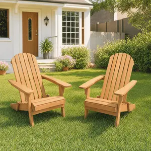 Costoffs Classic Folding Adirondack Chair, Weather-Resistant Solid Wood Lounge Chair for Backyard Fire Pits & Patios, Easy Store & All-Season Comfort,summervibes