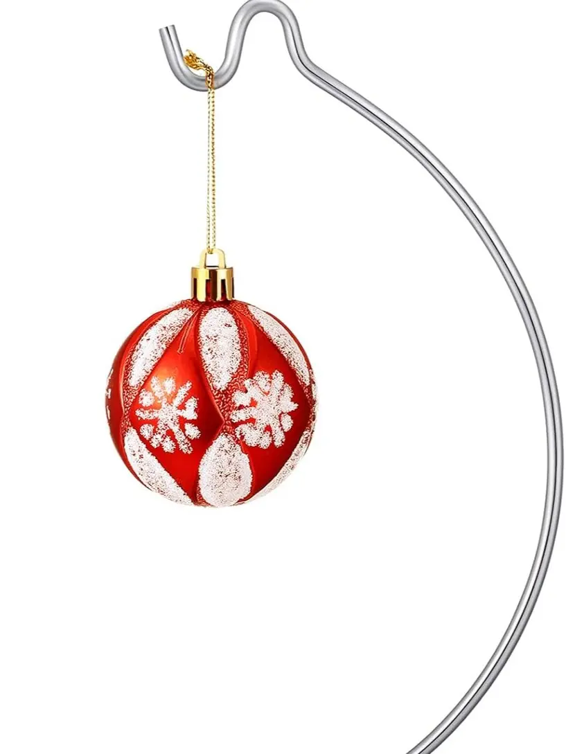 Ornament Display Stand Metal Hanger Christmas Home Office,Silver | Ornament Holder for Glass Ball Air Plant Terrarium, Round Base Stand, Wedding Centerpiece Display, 10.43 Inch Height