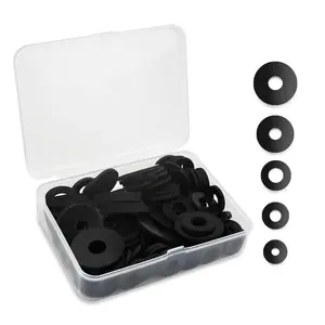 100 count Black Flat Rubber Washers Assortment Kit, 5 Sizes (16/18/20/25/30mm), Heavy Duty, Vibration Damping Pads for Shower , Garden Faucet, Plumbing, Repair