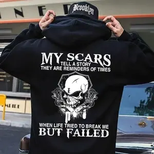 MY SCARS TELL A STORY Skull Print Men's T-shirt Breathable Cotton