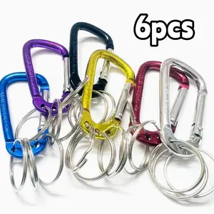 6pcs - Versatile Multicolor Carabiner Keychain - Heavy Duty Aluminum Clips with Key Rings - Perfect for Keys, Bag Charms, Umbrella Hangers - Durable & Practical for Everyday Use tiktokshopspringglowup car stuff