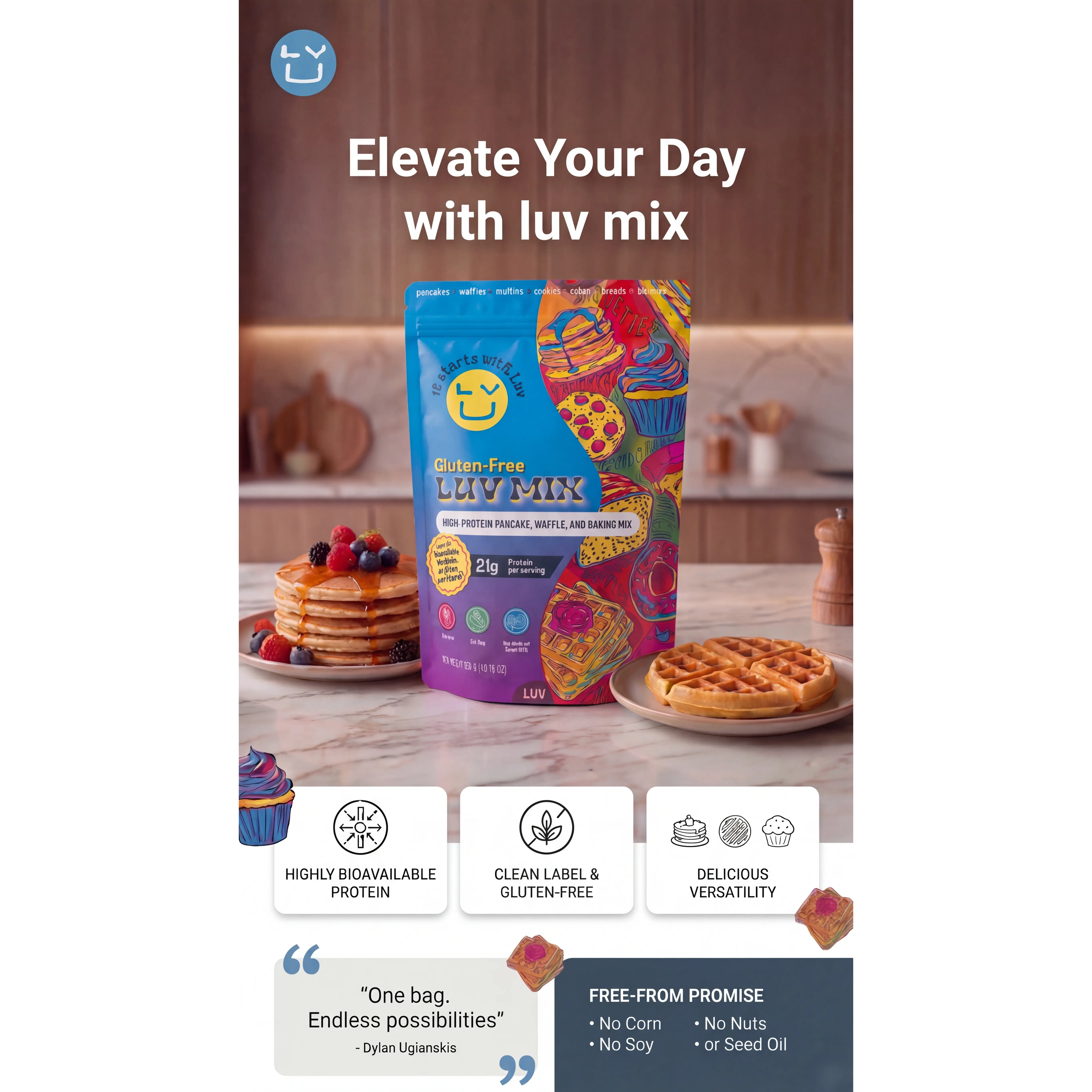 Gluten-Free LUV High-Protein Pancake, Waffle, & Baking Mix