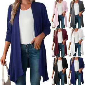 2025 autumn new solid color long sleeved cardigan top