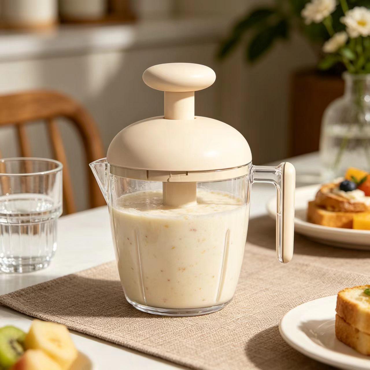 Hand-Press Egg Beater Cup – Whip, Mix & Strain Effortlessly!