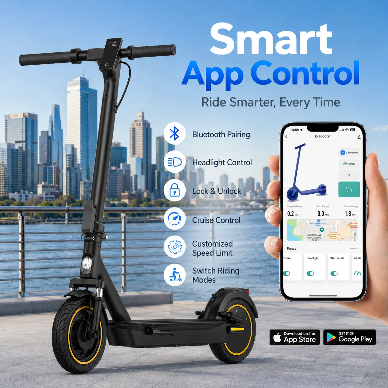 500W Adult Electric Scooter | 21.7MPH Fast Speed, 30° Hill Climb, Large Capacity Battery, APP Lock & Foldable Design for City Travel