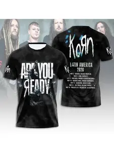 New Korn Band 2026 3D Printed T-shirt for Men and Women Fashionable and Casual Boutique Fan Gift Short Sleeved Outdoor Loose Top