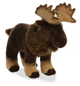 Aurora Miyoni Moose Stuffed Animal – Realistic Plush with Airbrushed Accents, Bean Pellets & Species Hang Tag – Brown, 14 Inches