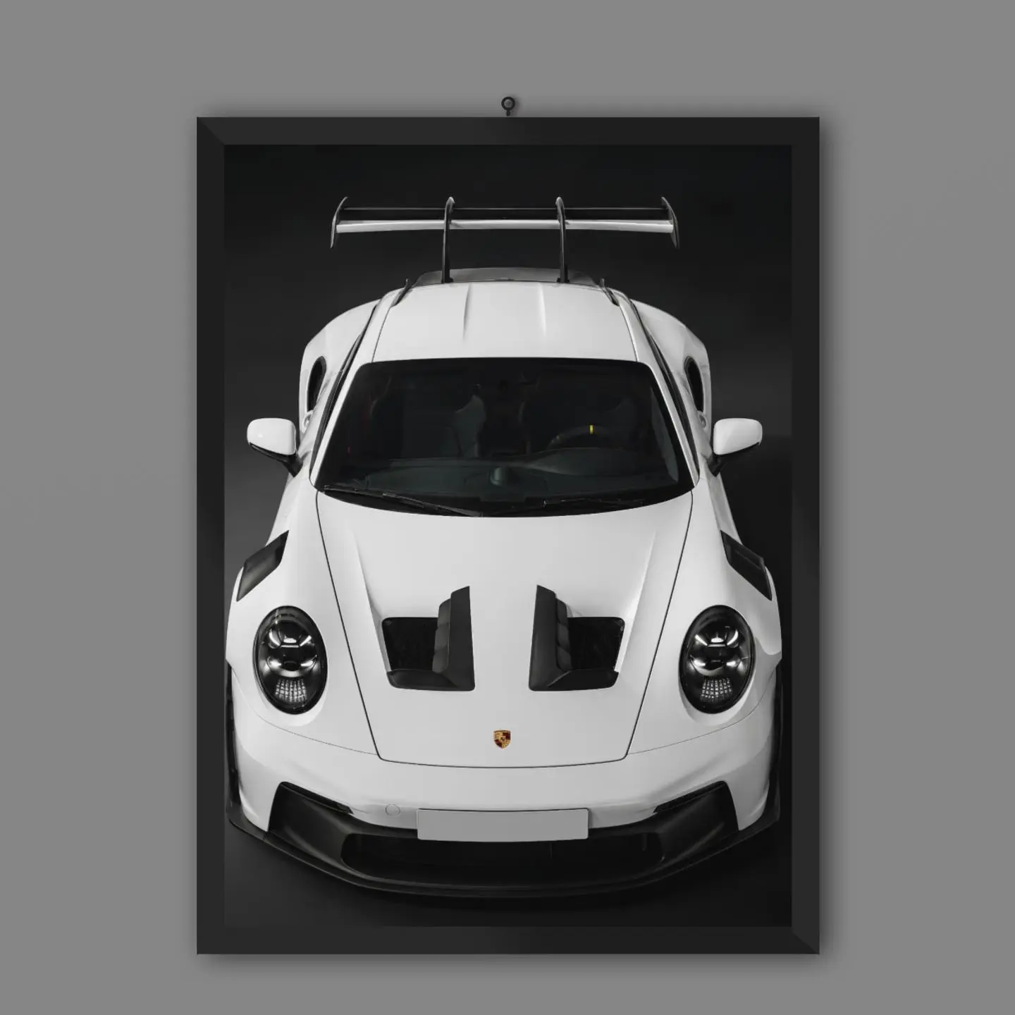 Porsche 911 GT3 RS Front View Minimalist Poster Print - Unframed Black & White Supercar Wall Art - Ships Out in 1-2 Days