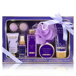 Spa Gifts for Women, 8-Piece Lavender Scented Bath Set | Perfect Mother’s Day Gift, Birthday Relaxation Basket for Mom