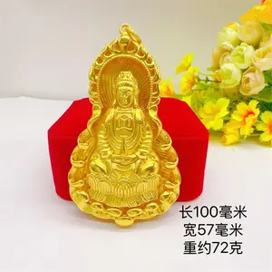 Men's Guanyin Pendant, Gold Men's Pendant Jewelry Necklace hip hop cuban chain men link exquisite hop jewelry high quality elegant statement golden width heavy men