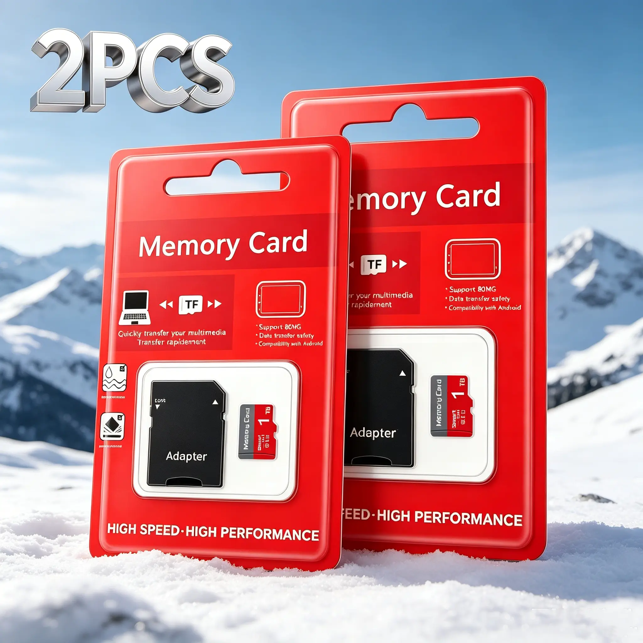 Durable Micro TF SD Cards with Adapter for Dash Cams, SD Card for Car Audio, 1TB MicroSDXC Card for Surveillance Cameras, 2 Sets SD Memory Card for Mobile Phones, Micro SD Card for PC & Secure Data Storage