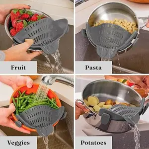 Kitchen Gizmo Snap N' Strain - Silicone Pasta Strainer Clip- Utensils Kitchen Gadgets for Cooking -