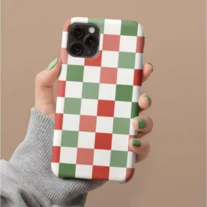 Christmas Checkers Phone Case Red Green Boho Retro Y2K iPhone Suitable for IPhone17 11 12 13 14 15 16 Pro Max Air Plus Holiday Gift for Her Abstract